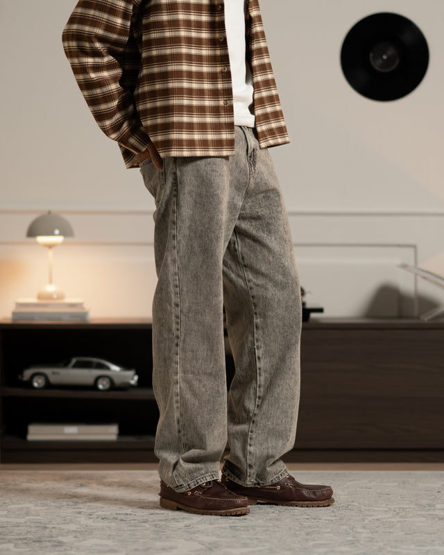 Baggy-Denim-Jeans, grau gewaschen