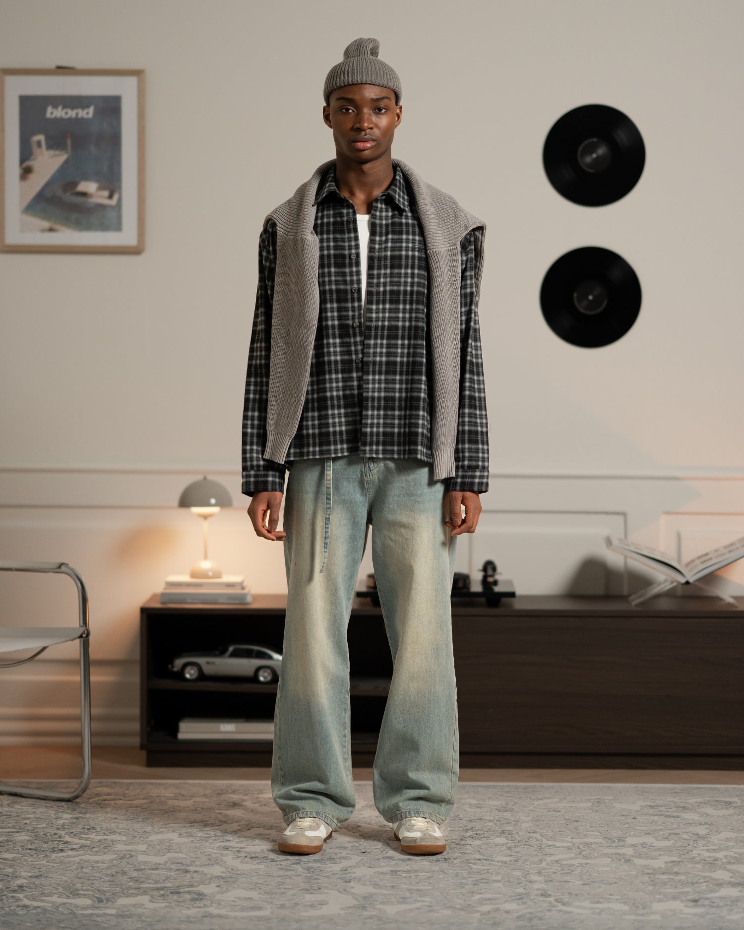 Baggy Jeans Jeans Hellblau Vintage Waschung