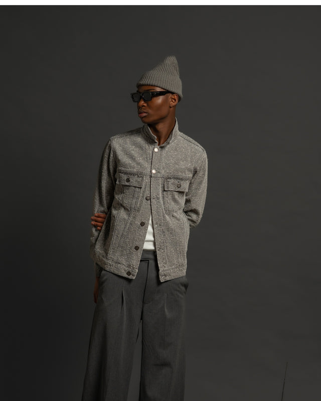 Strukturierte Jeansjacke grau