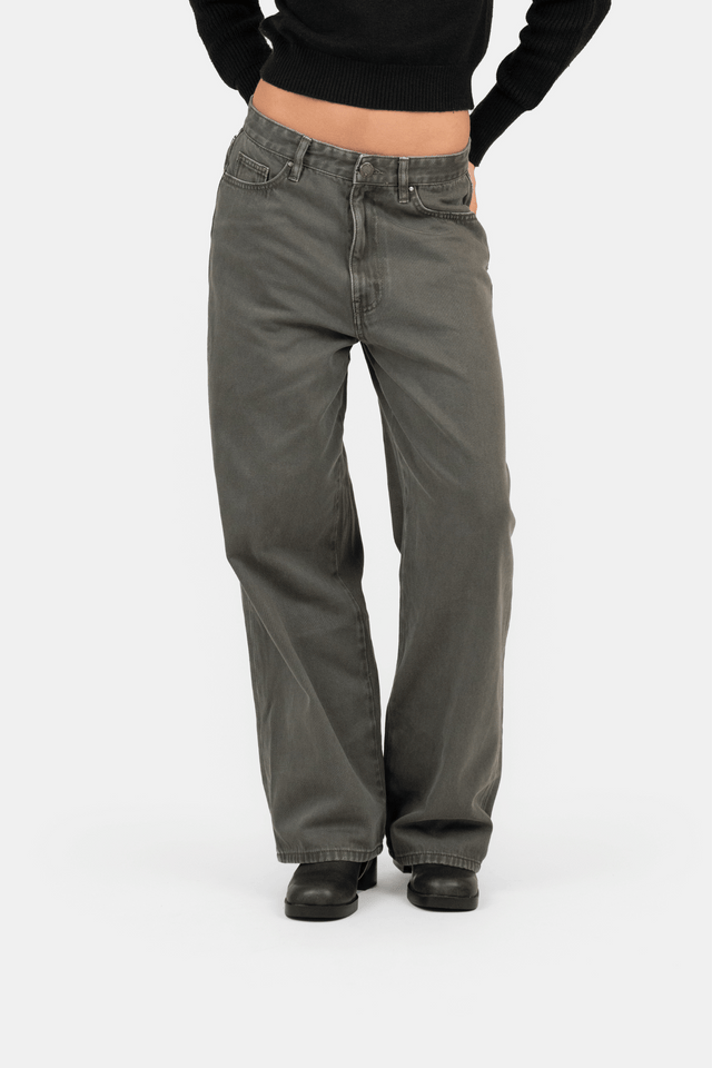 Baggy Denim Jeans Khaki Grün