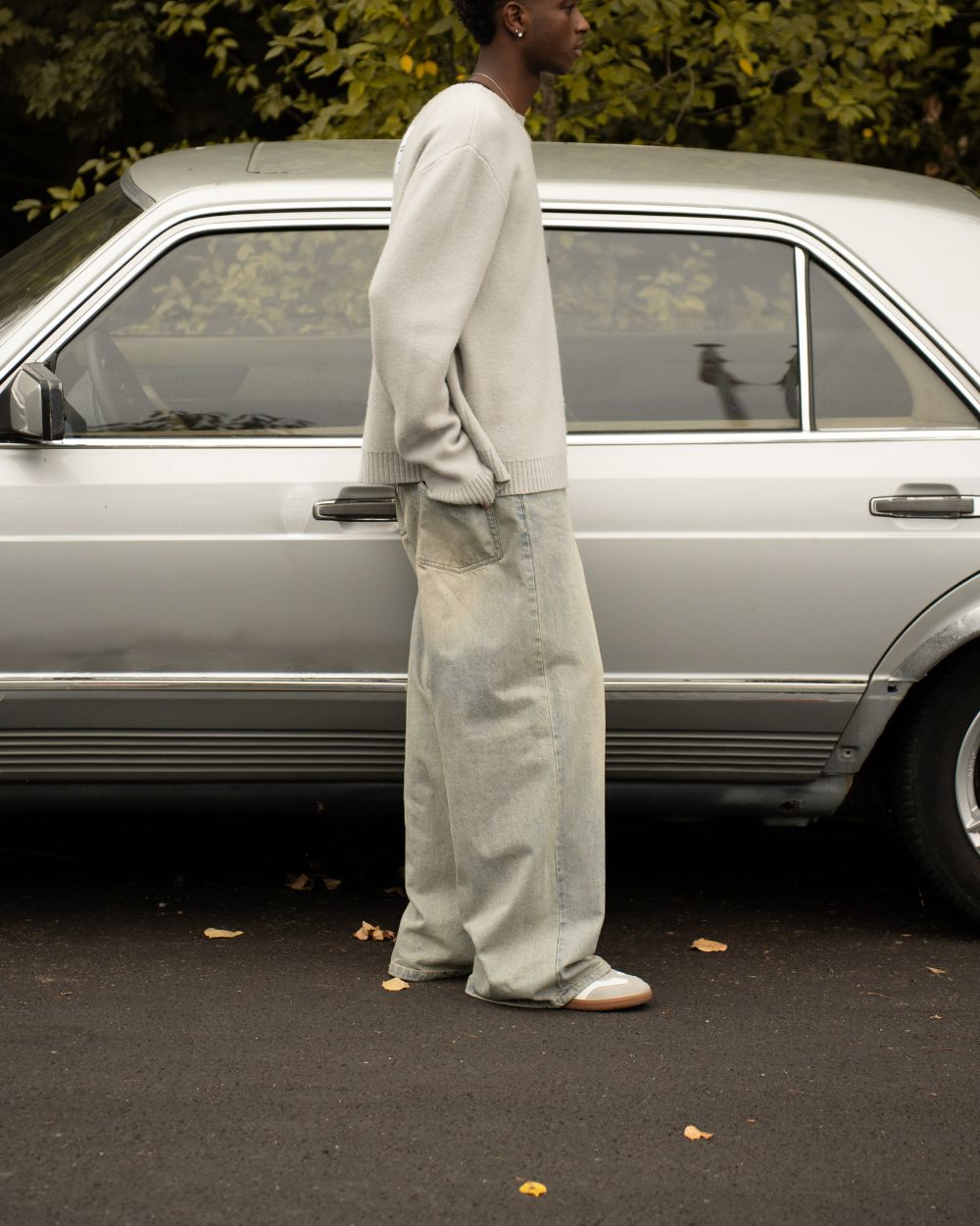 Extra Baggy Denim Jeans Hellblau Vintage Wäsche