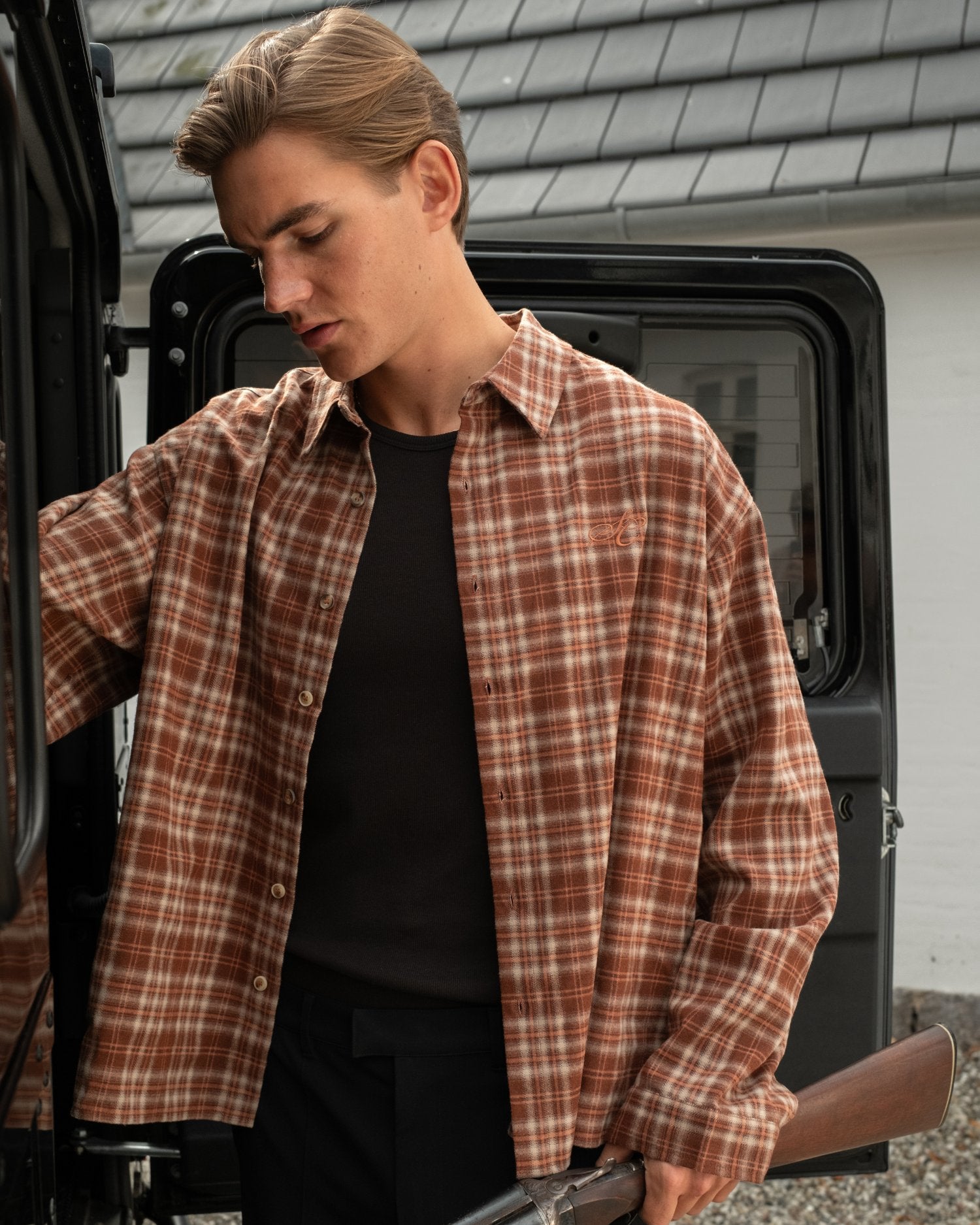 Kariertes Flanellhemd Bordeaux