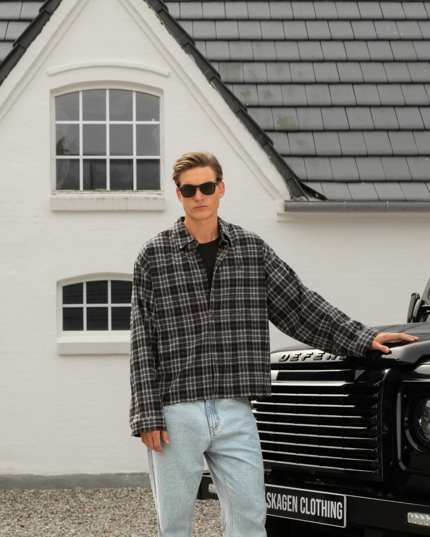 Kariertes Flanellhemd grau