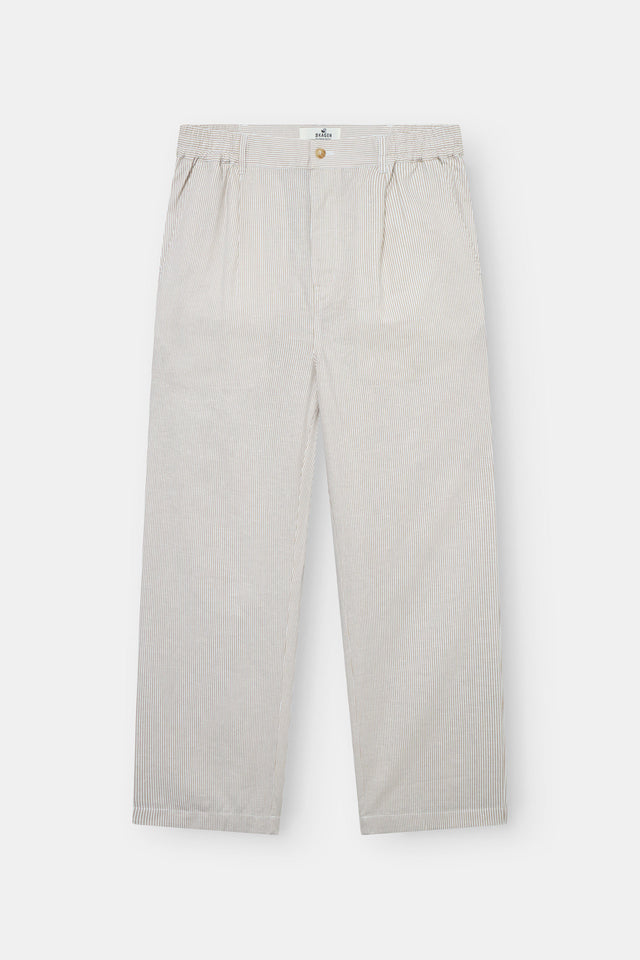 Baggy Leinenhose Beige Gestreift