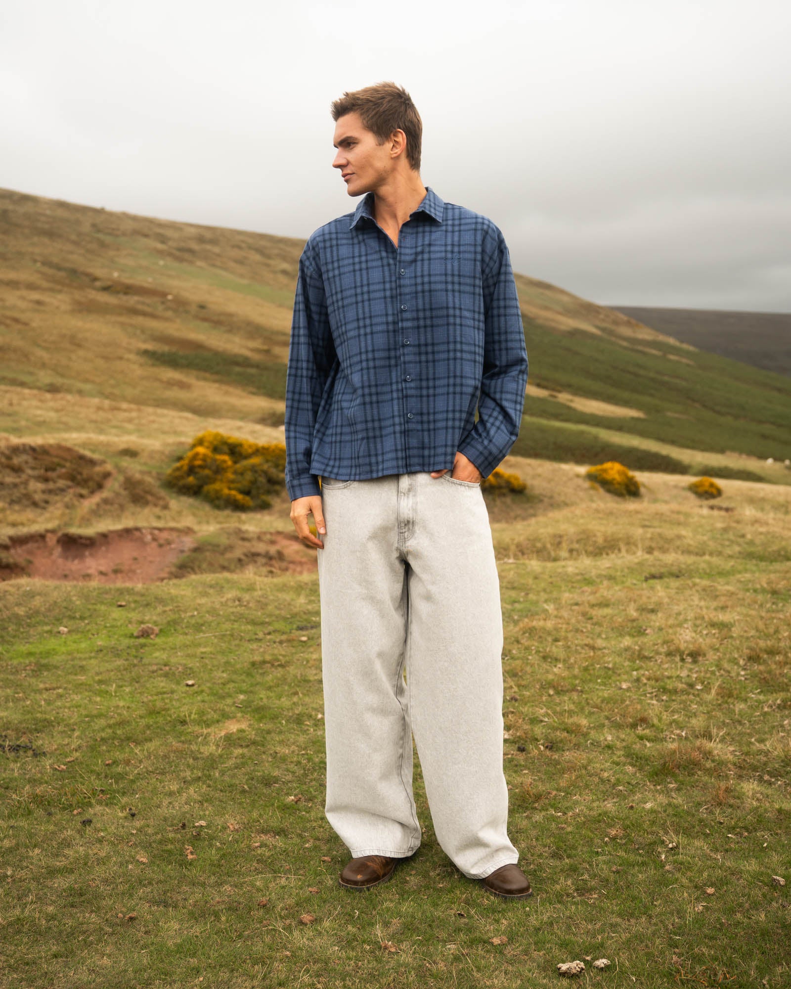 Checked Flannel shirt Navy