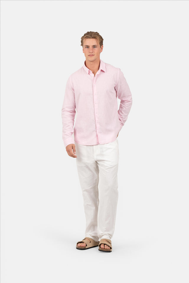 Langærmet Hørskjorte Rosé |  Skagen-clothing.dk