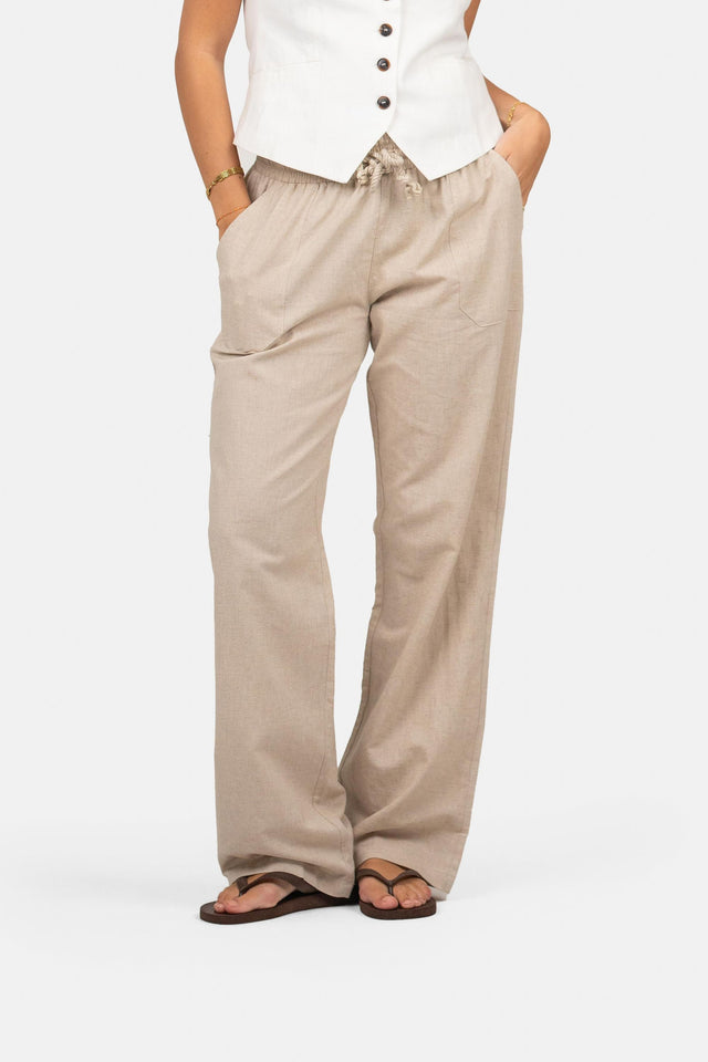 Leinenhose Mit Niedrigem Bund Beige