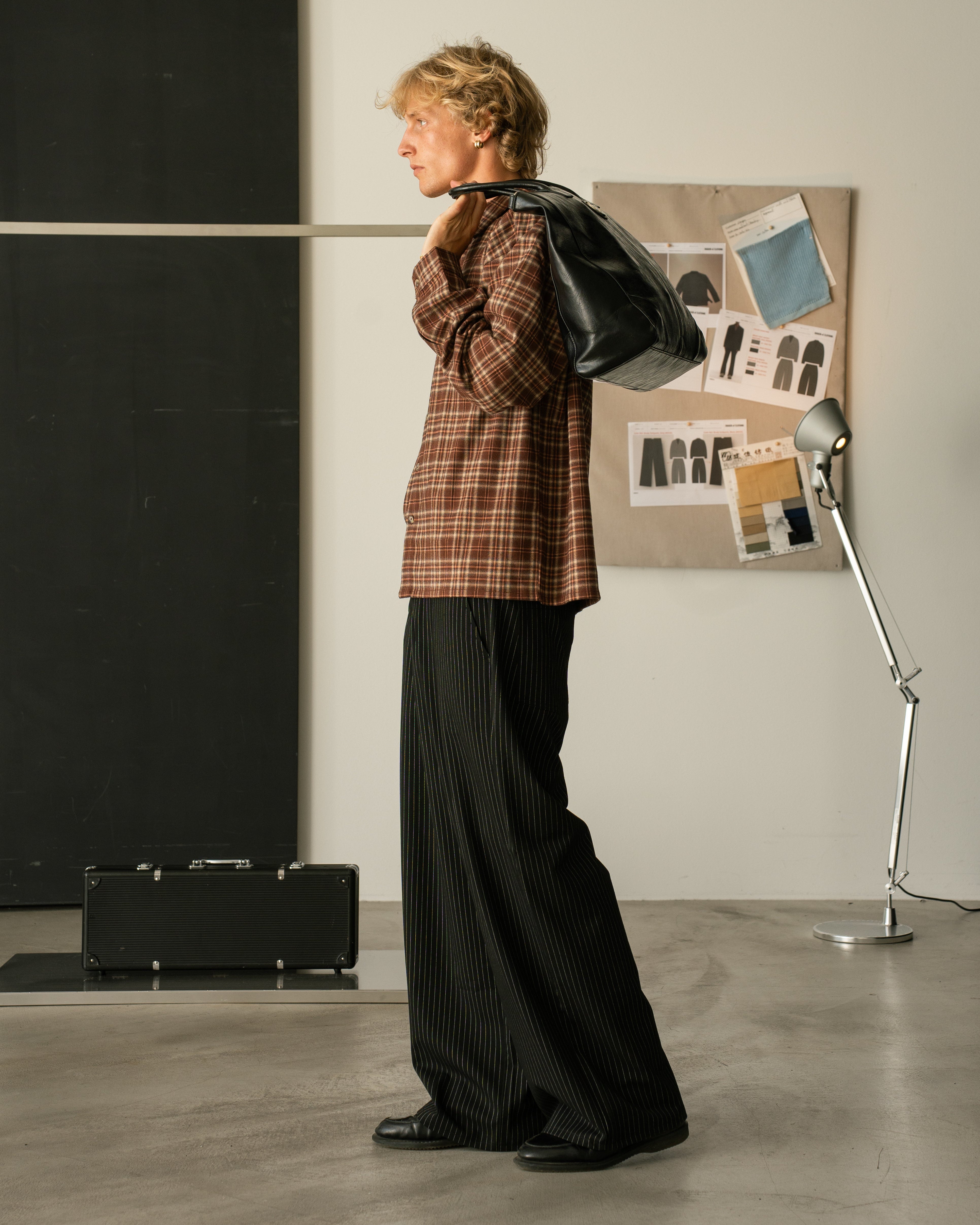Baggy Suit Pants Black Pinstriped