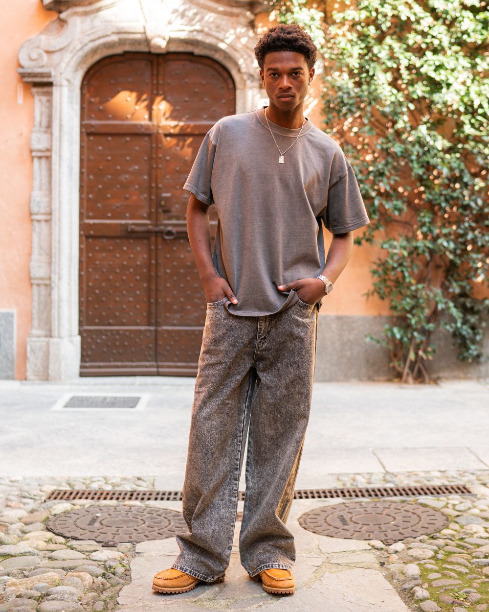 Baggy-Denim-Jeans, grau gewaschen