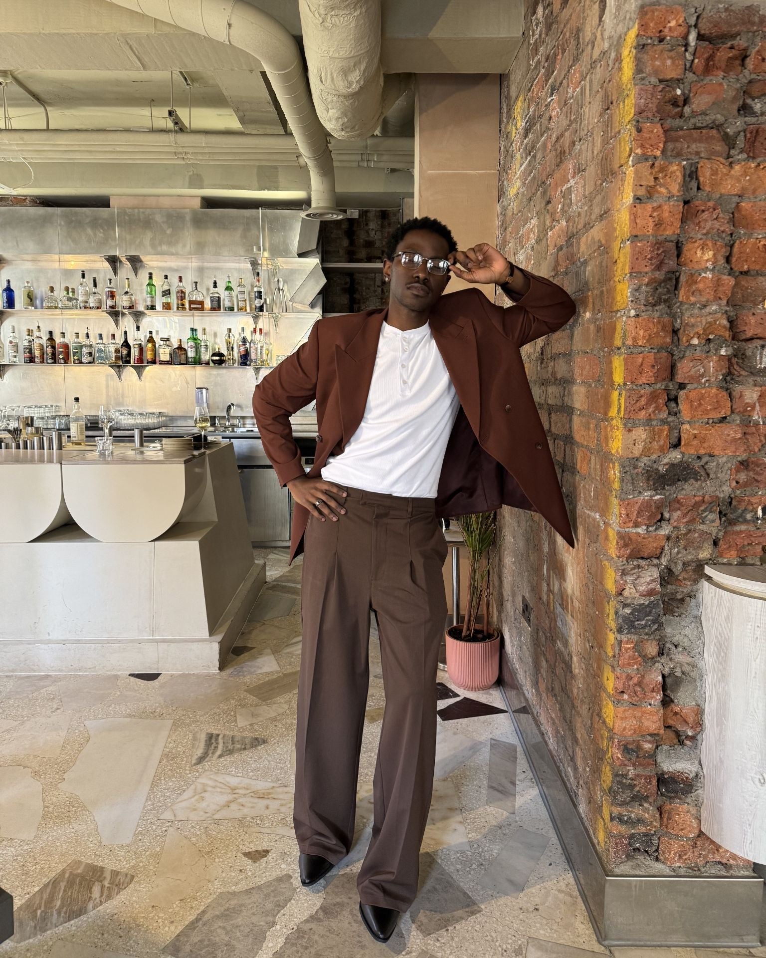 Baggy-Anzughose Braun