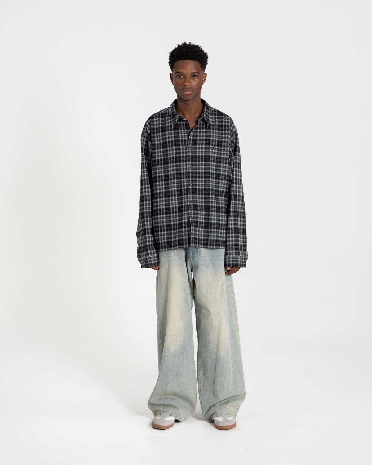 Extra Baggy Denim Jeans Hellblau Vintage Wäsche