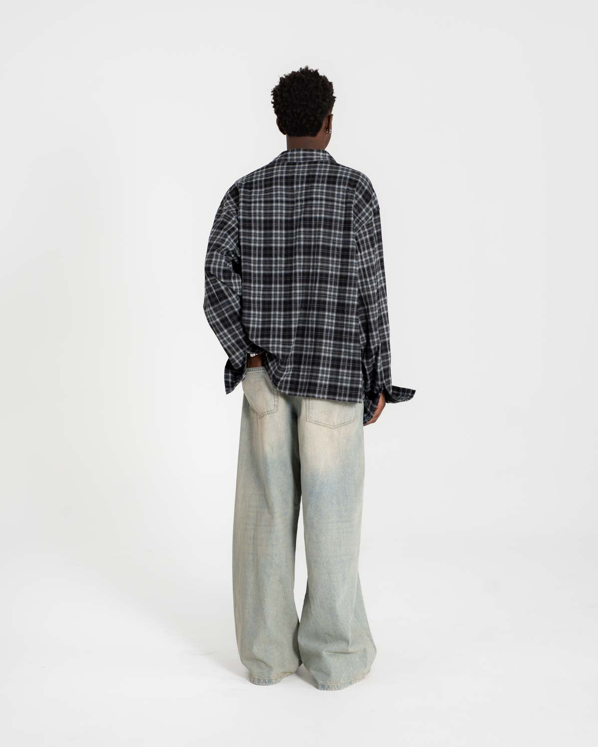 Extra Baggy Denim Jeans Hellblau Vintage Wäsche