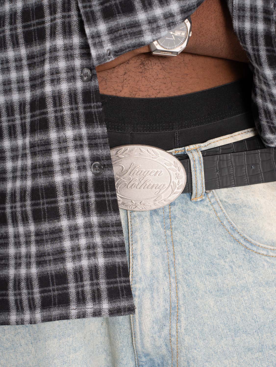 Extra Baggy Denim Jeans Hellblau Vintage Wäsche