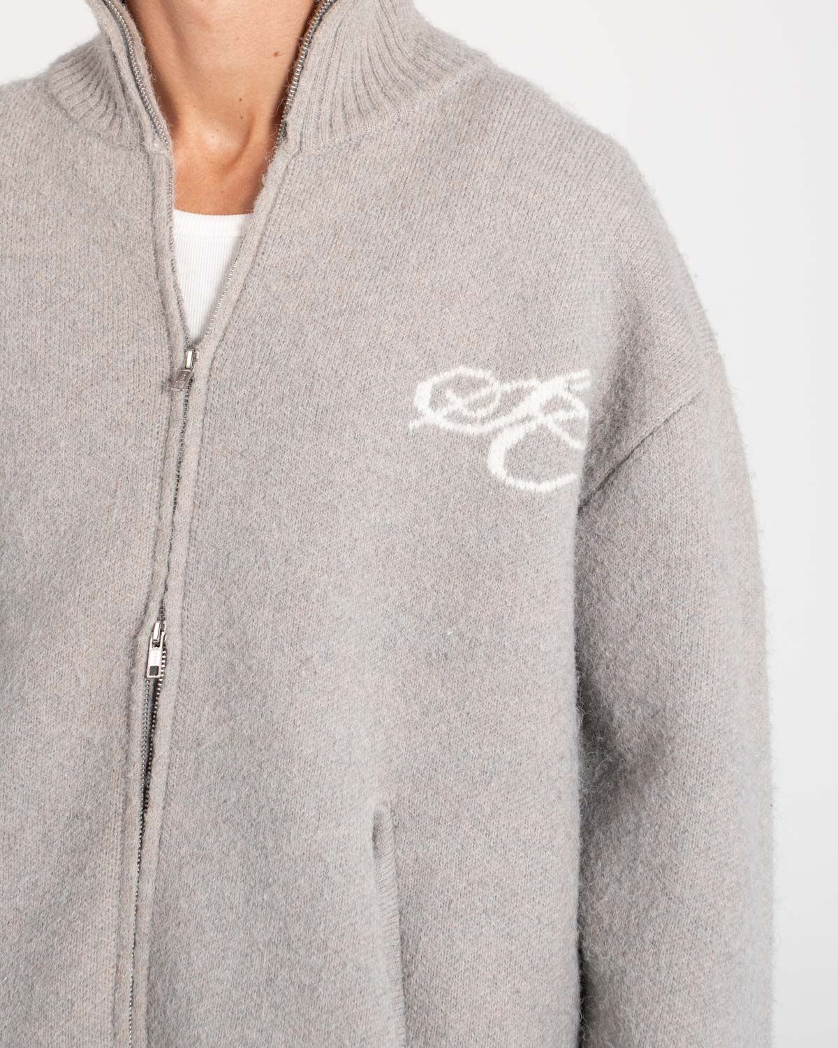 Full-zip Sweater Light grey