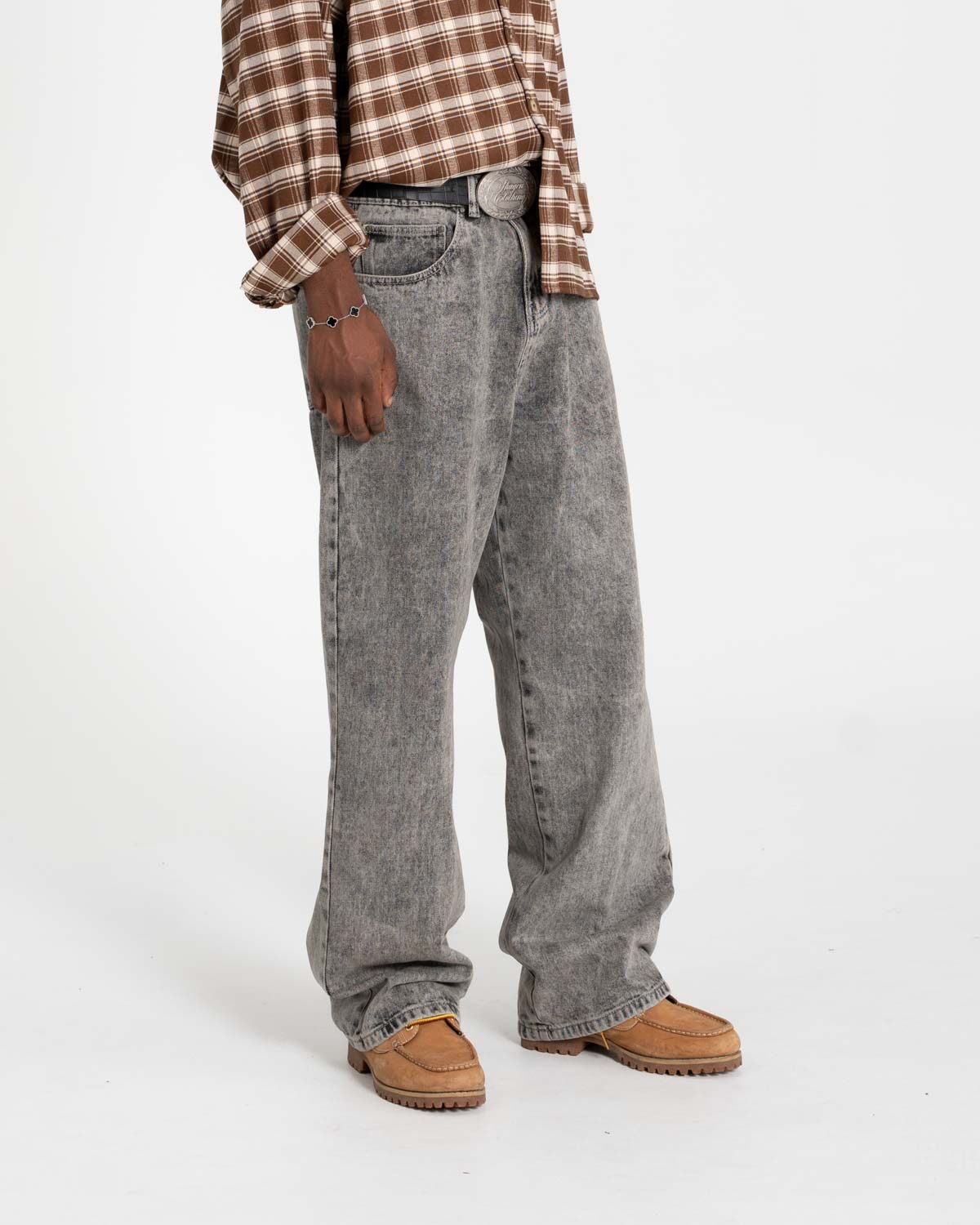 Baggy-Denim-Jeans, grau gewaschen