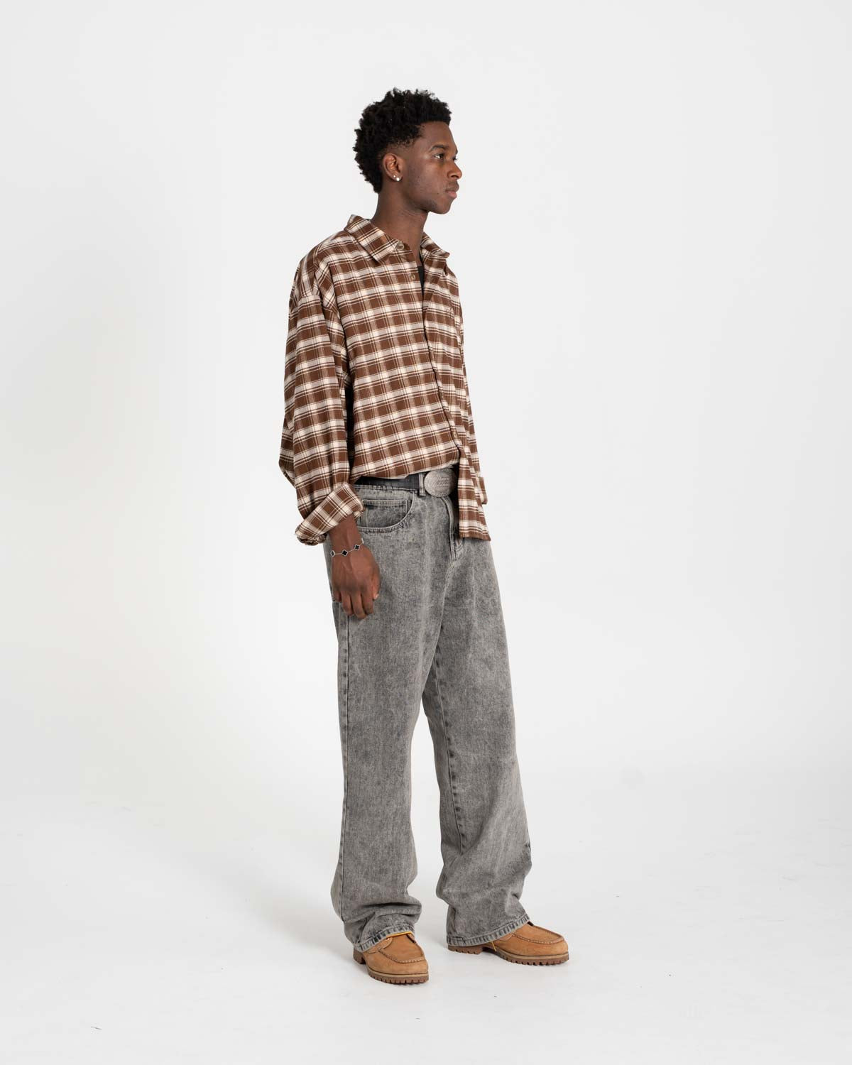 Baggy-Denim-Jeans, grau gewaschen