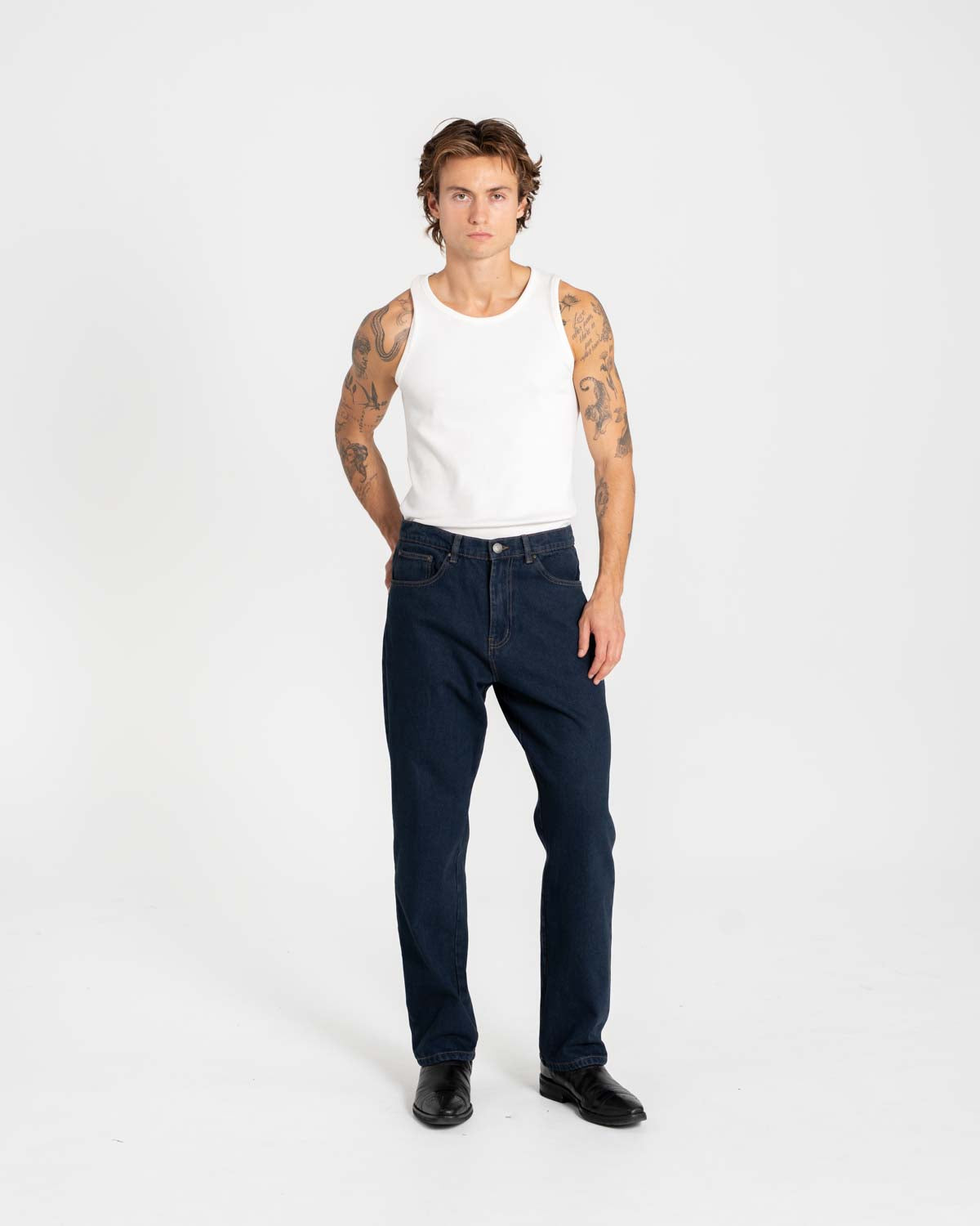 Reguläre Denim -Jeans Indigo