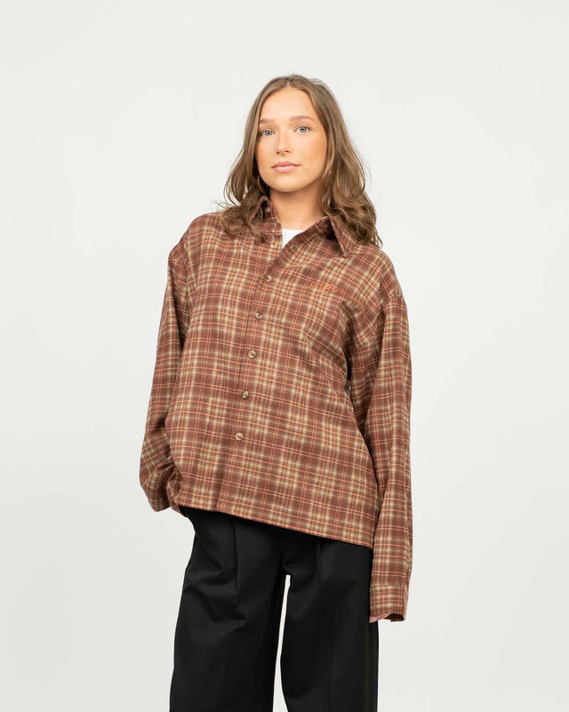 Kariertes Flanellhemd Bordeaux