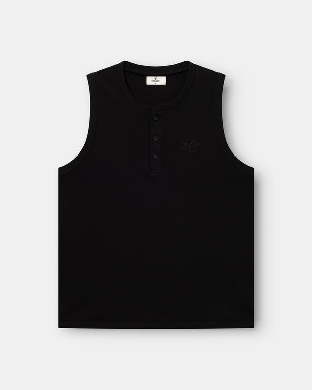 Henley Tank Top Black