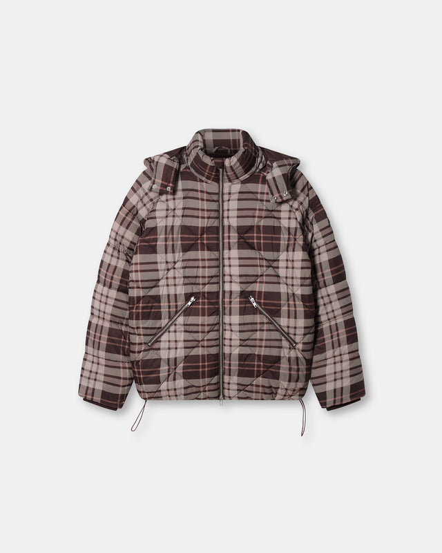 PUFFER JACKET BROWN CHECKED