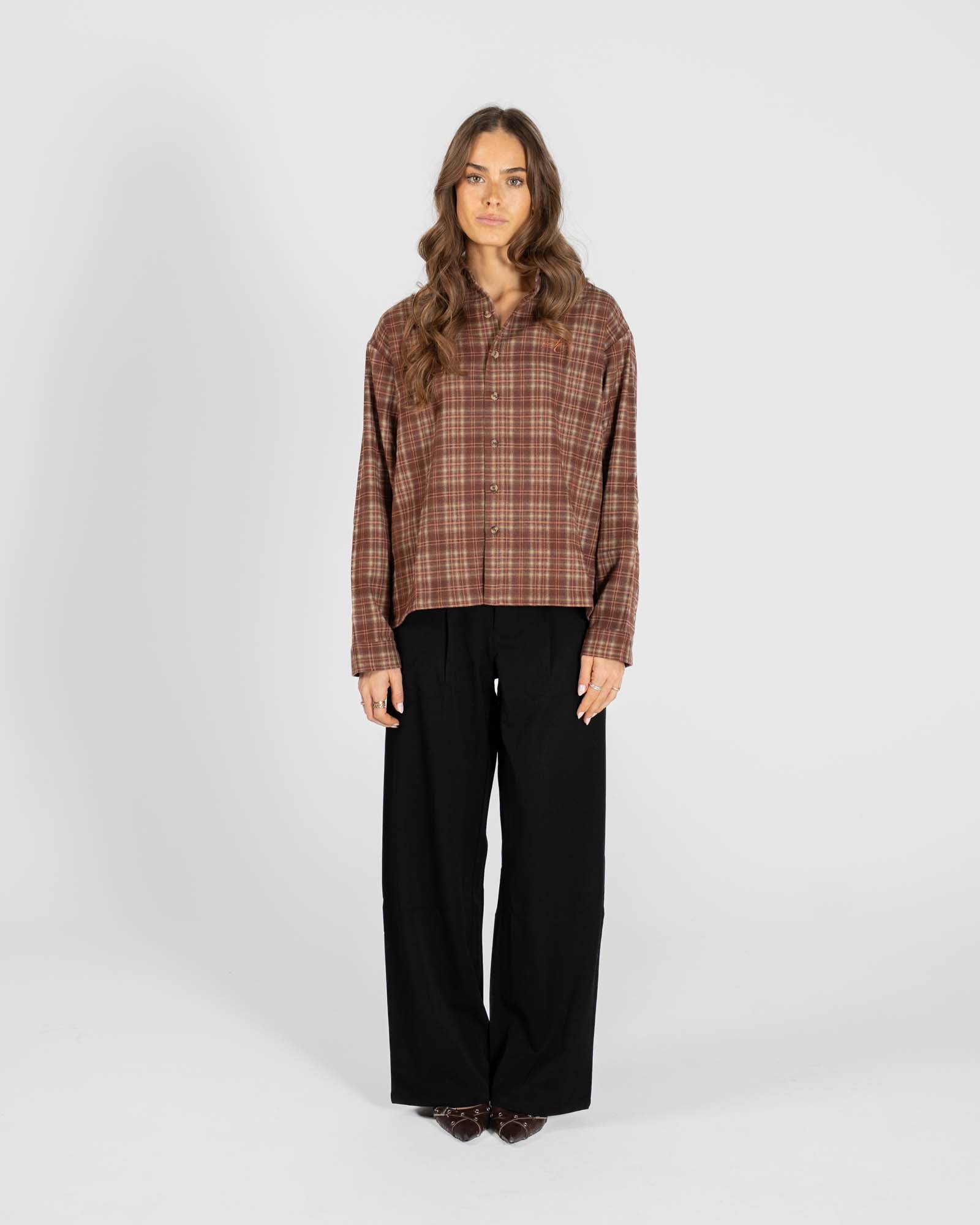 Kariertes Flanellhemd weinrot DAMEN