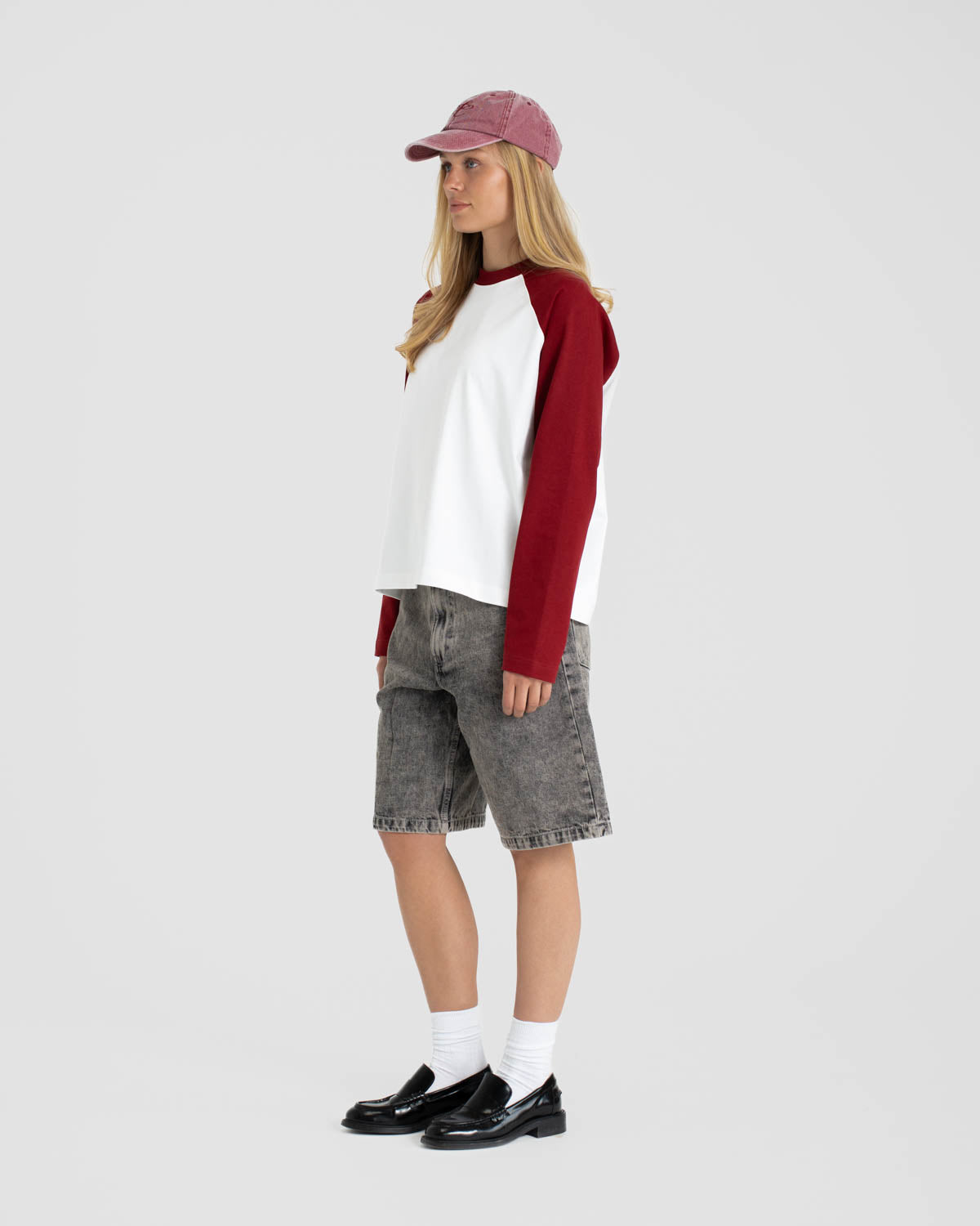 Raglan Longsleeve T-shirt White/Bordeaux dame