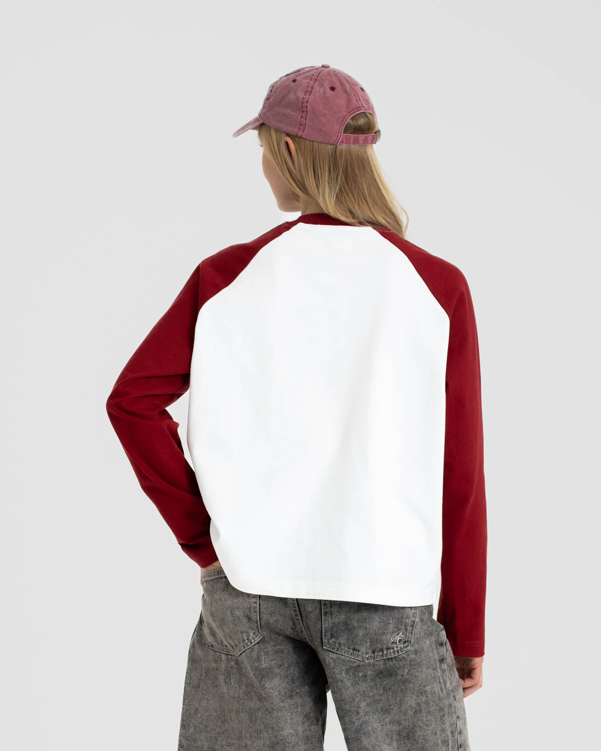 Raglan Longsleeve T-shirt White/Bordeaux dame
