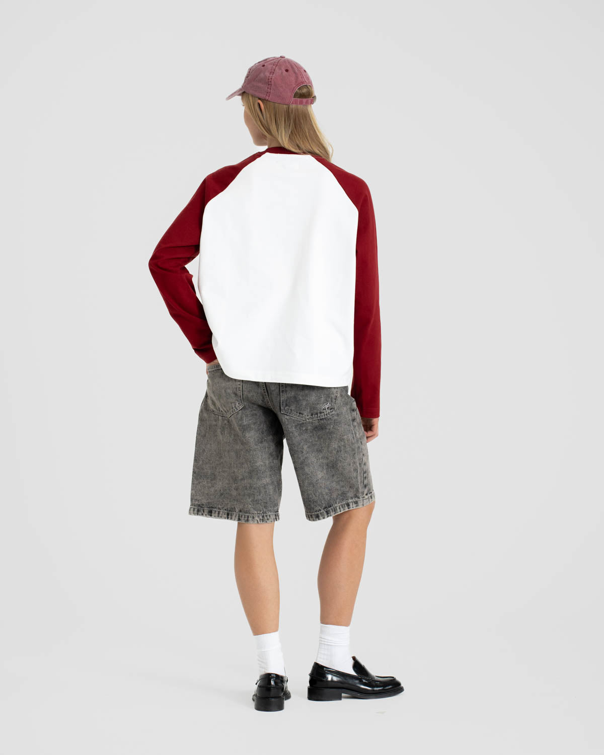 Raglan Longsleeve T-shirt White/Bordeaux dame