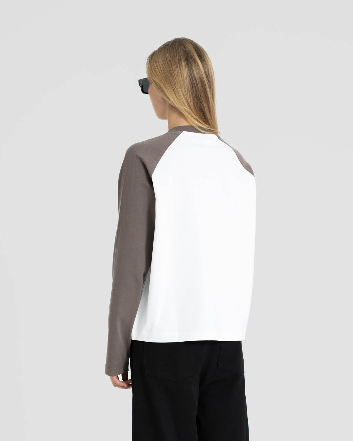 Raglan Longsleeve T-shirt White/Grey dame