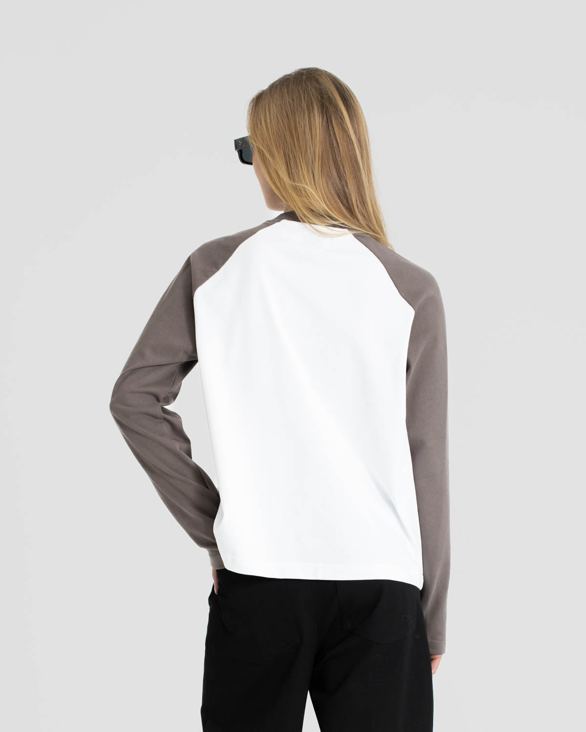 Raglan Longsleeve T-shirt White/Grey dame