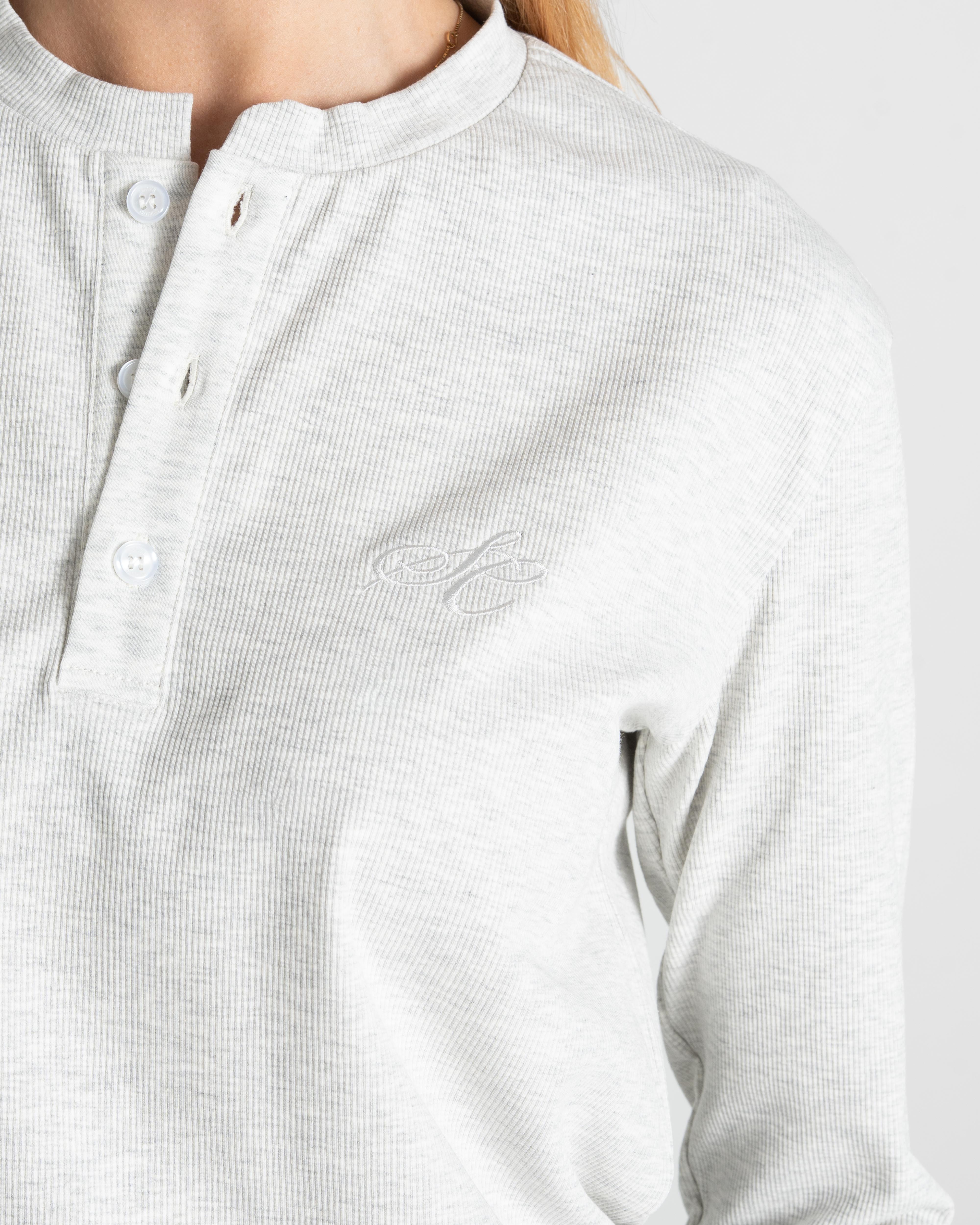 Henley Long Sleeve Heather Grey Dame