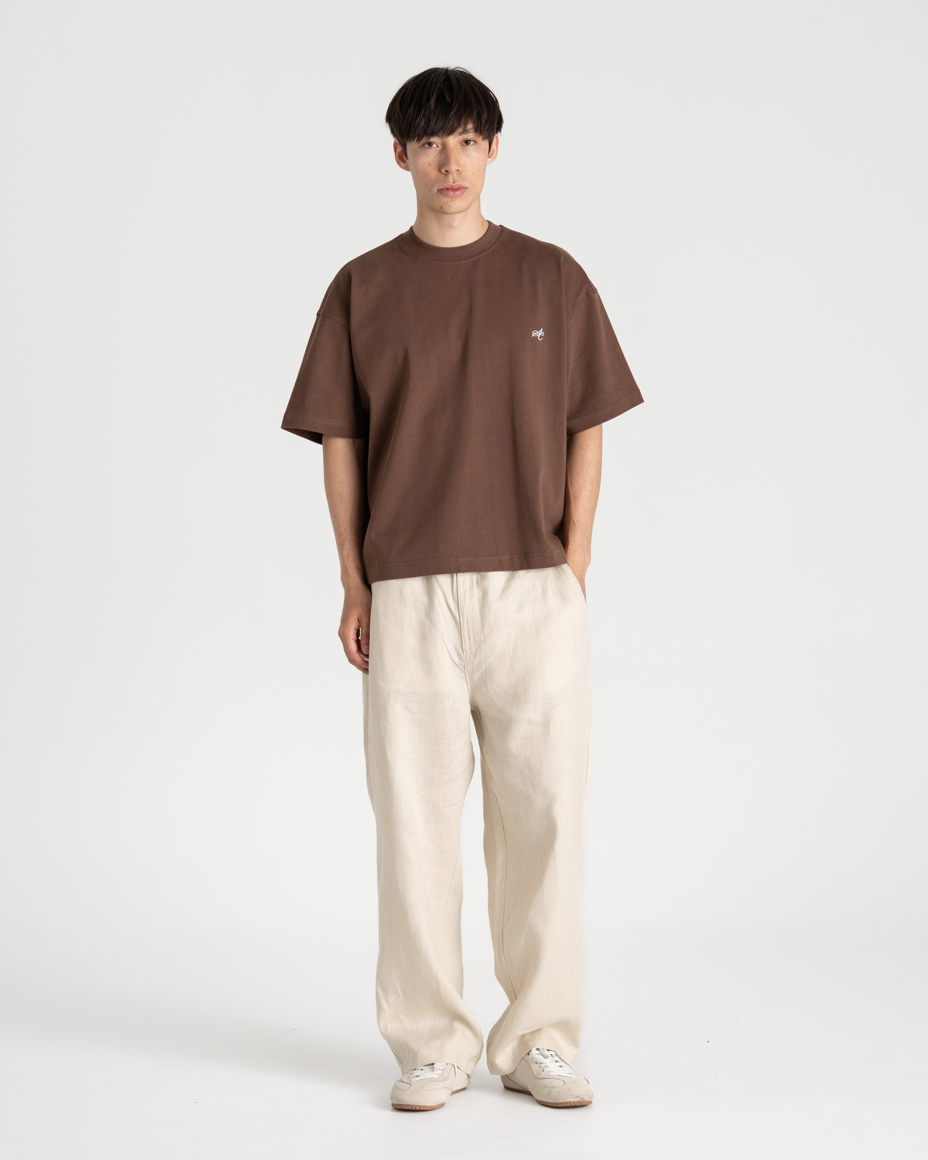 Baggy 100% flax pants beige