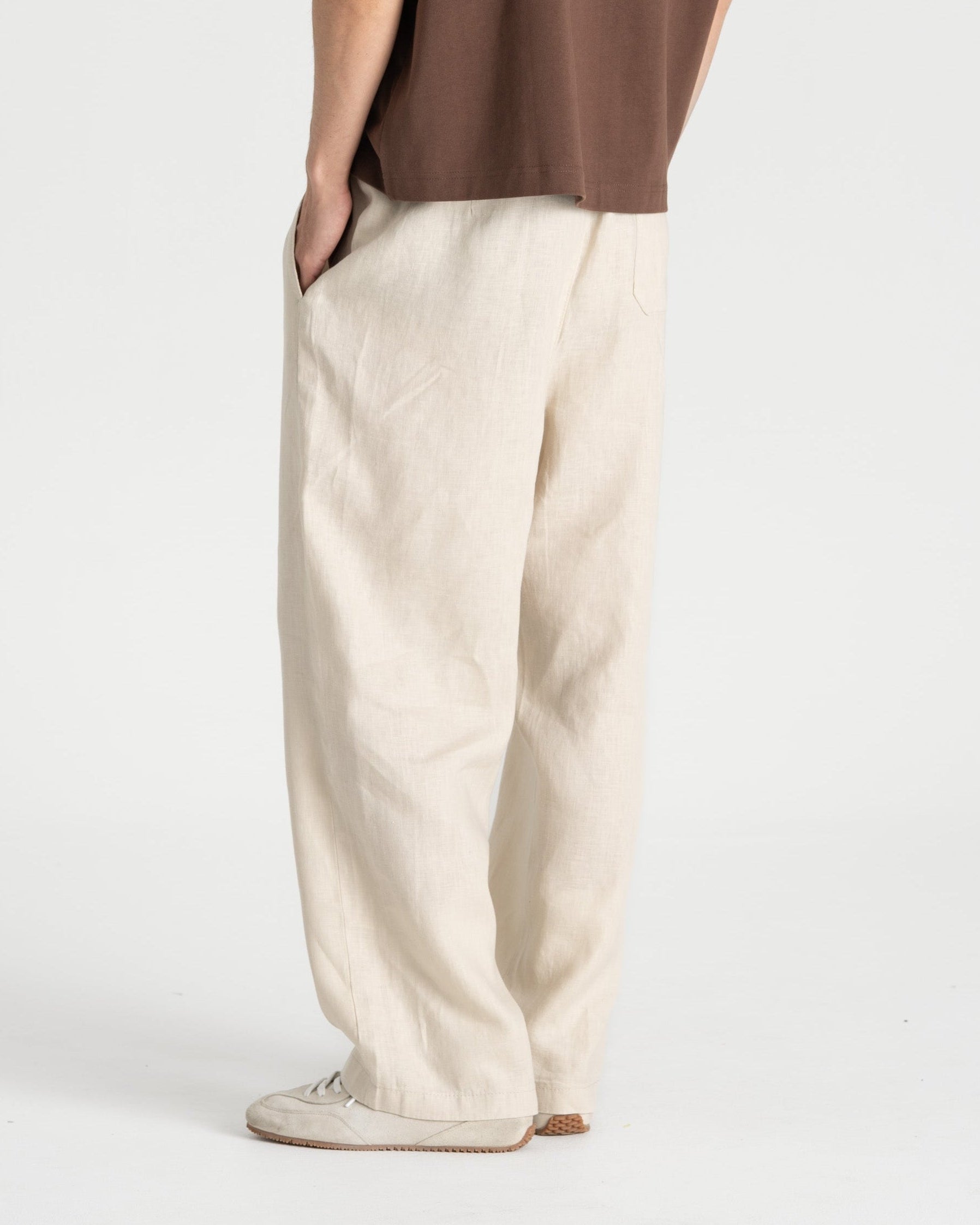 Baggy 100% flax pants beige