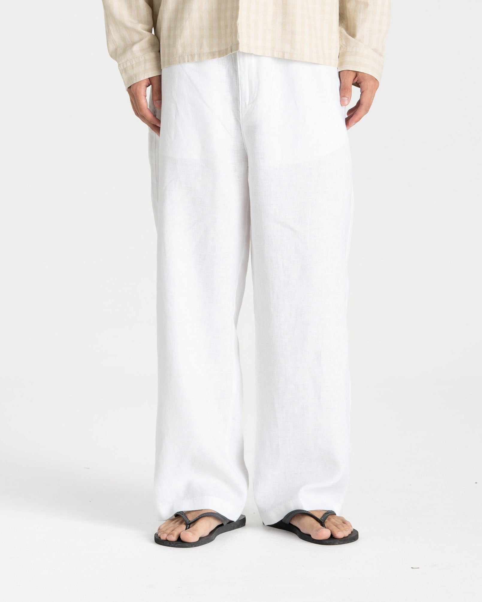 Baggy 100% flax pants white