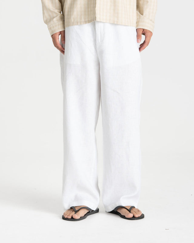 Baggy 100% flax pants white