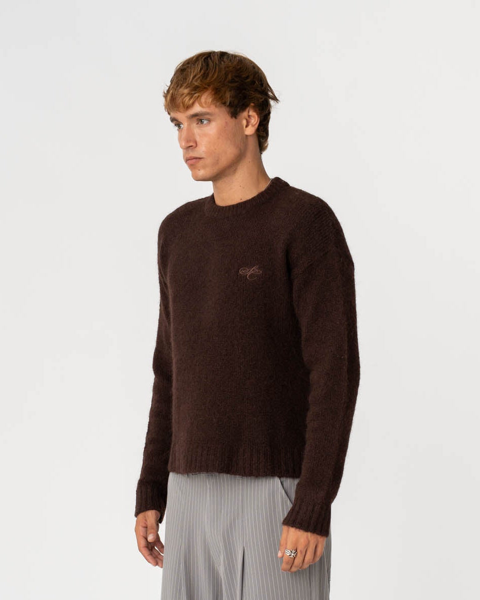 Alpaca Knitted Sweater Brown