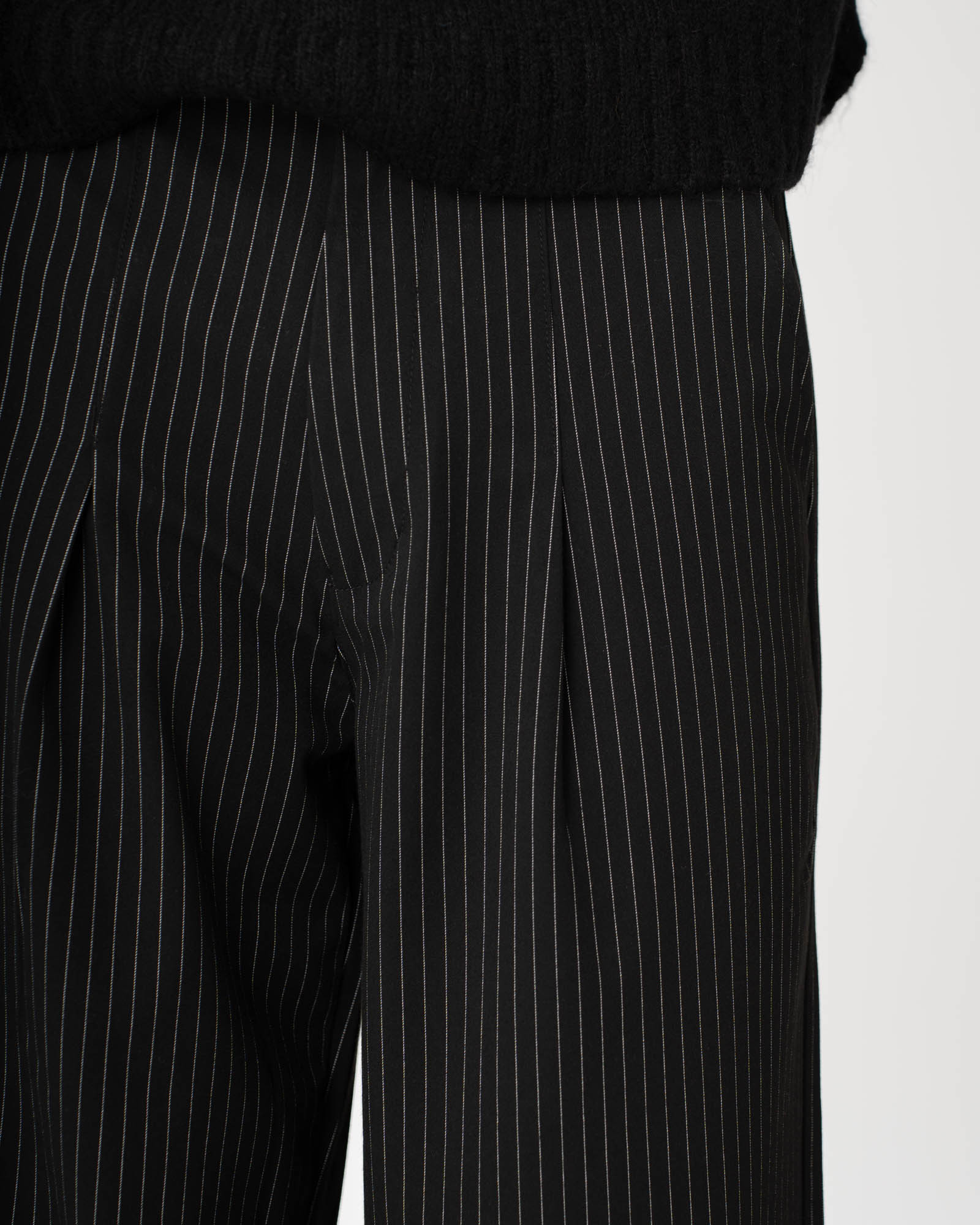 Baggy Suit Pants Black Pinstriped