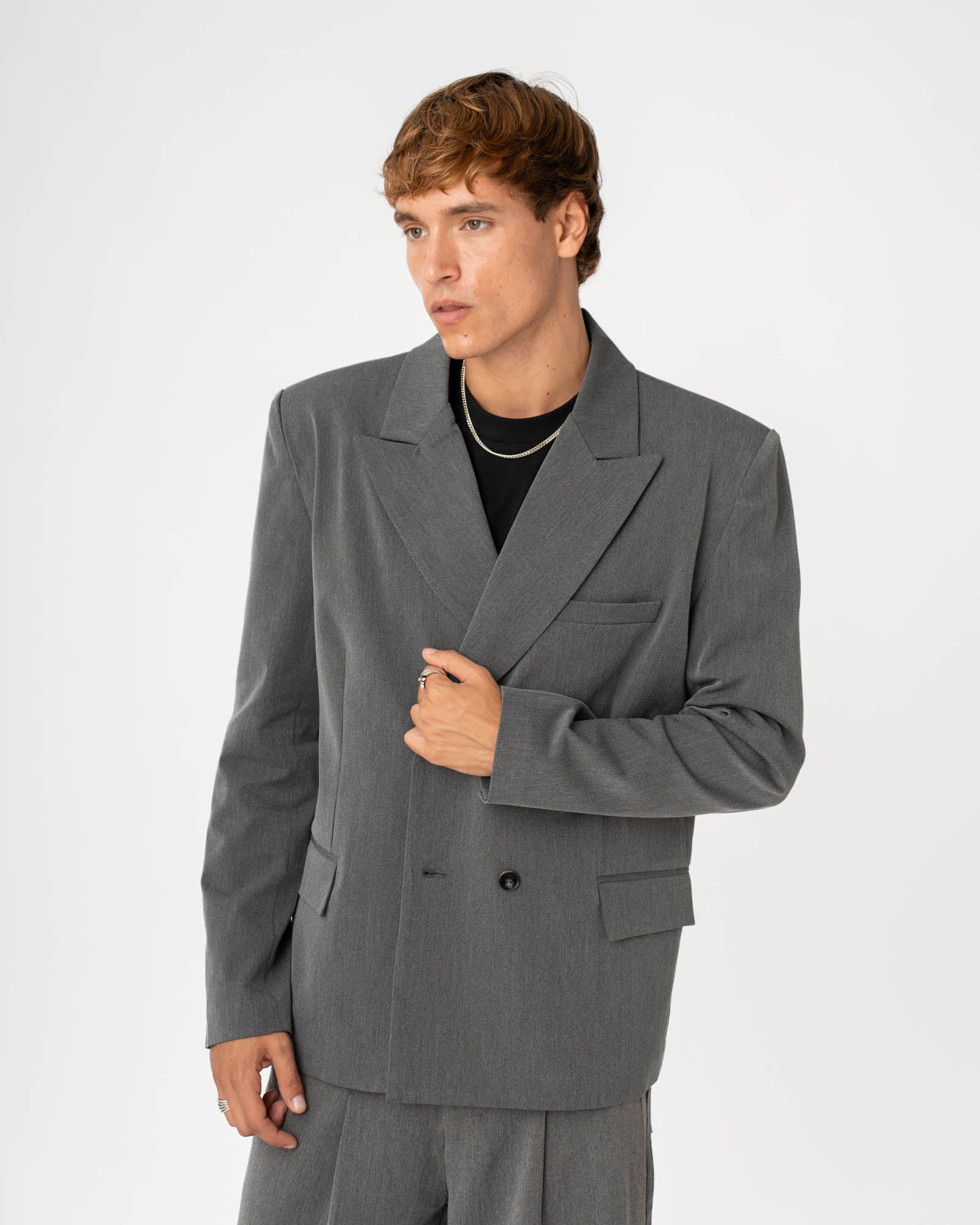 Double Breasted Blazer Grey