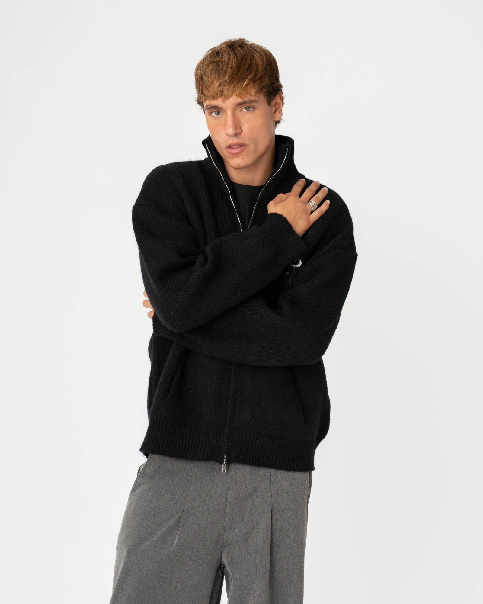 Full Zip Sweater Black