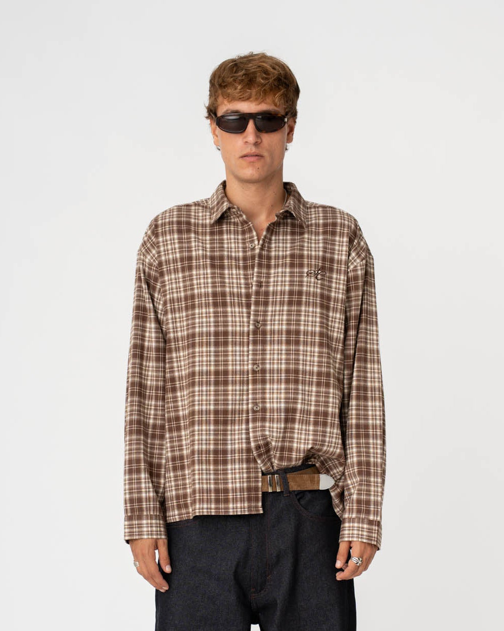 Checked Flannel shirt Brown