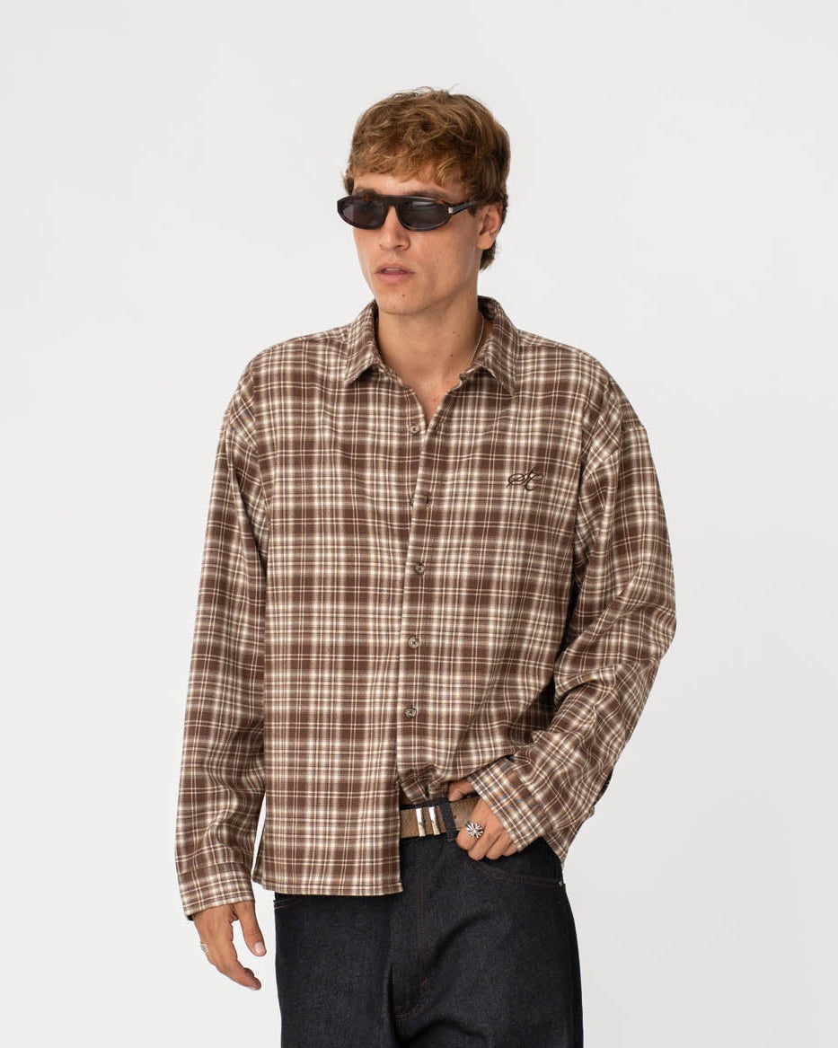 Checked Flannel shirt Brown