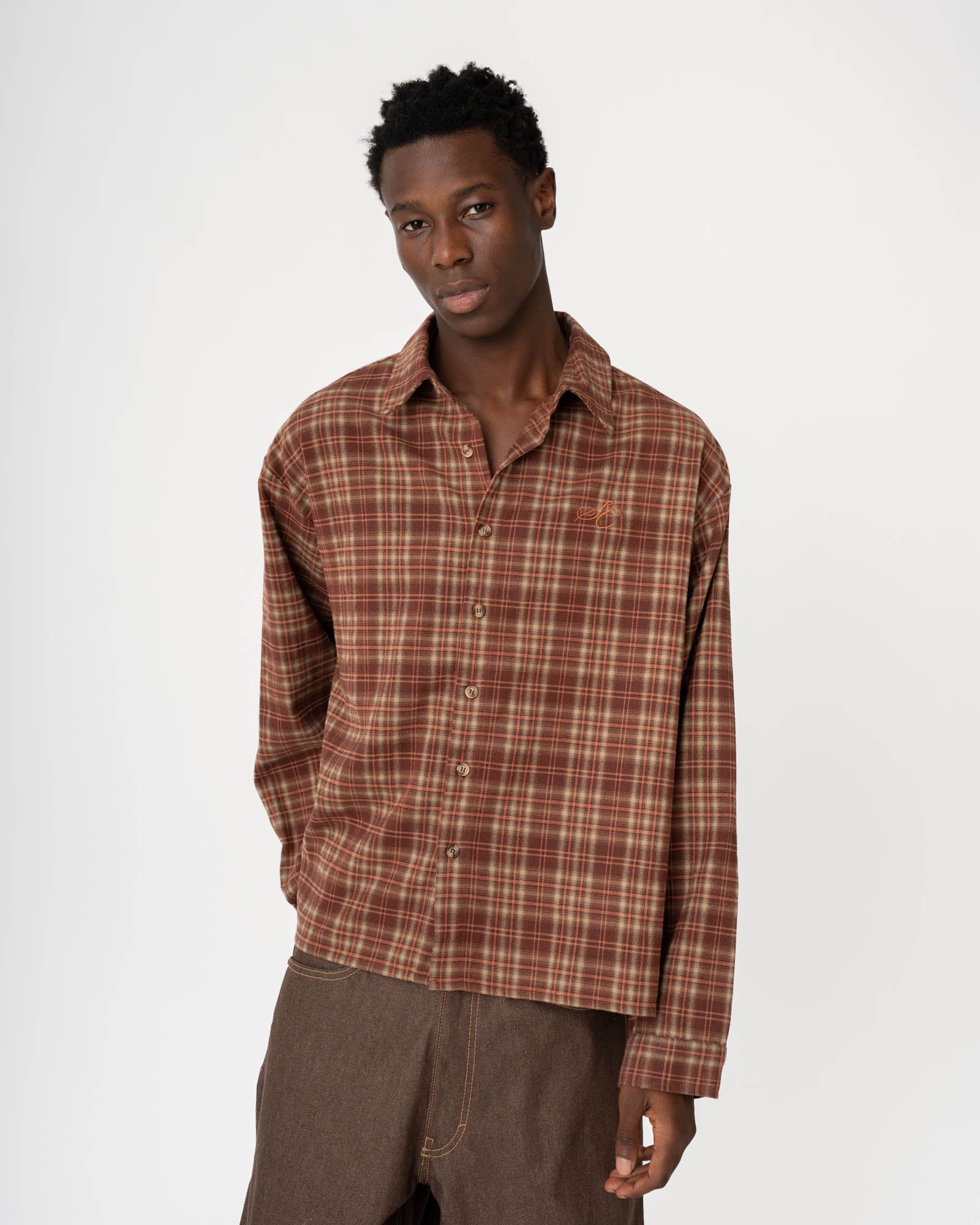 Checkered flannel shirt Bordeaux