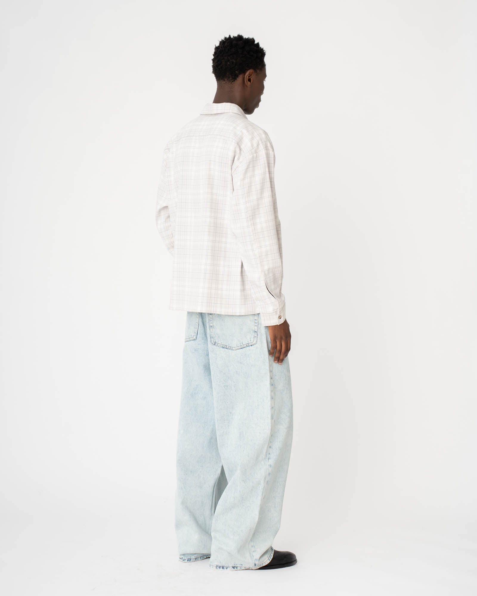 Checked Flannel shirt White