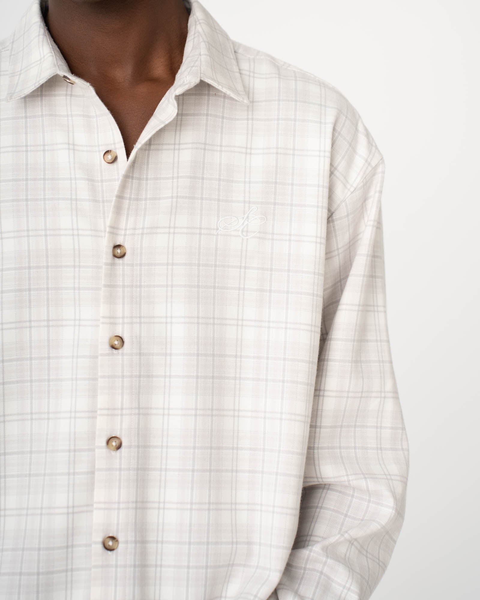 Checked Flannel shirt White
