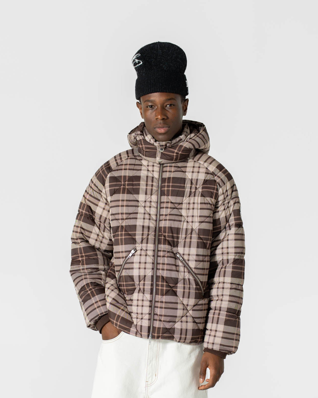 PUFFER JACKET BROWN CHECKED