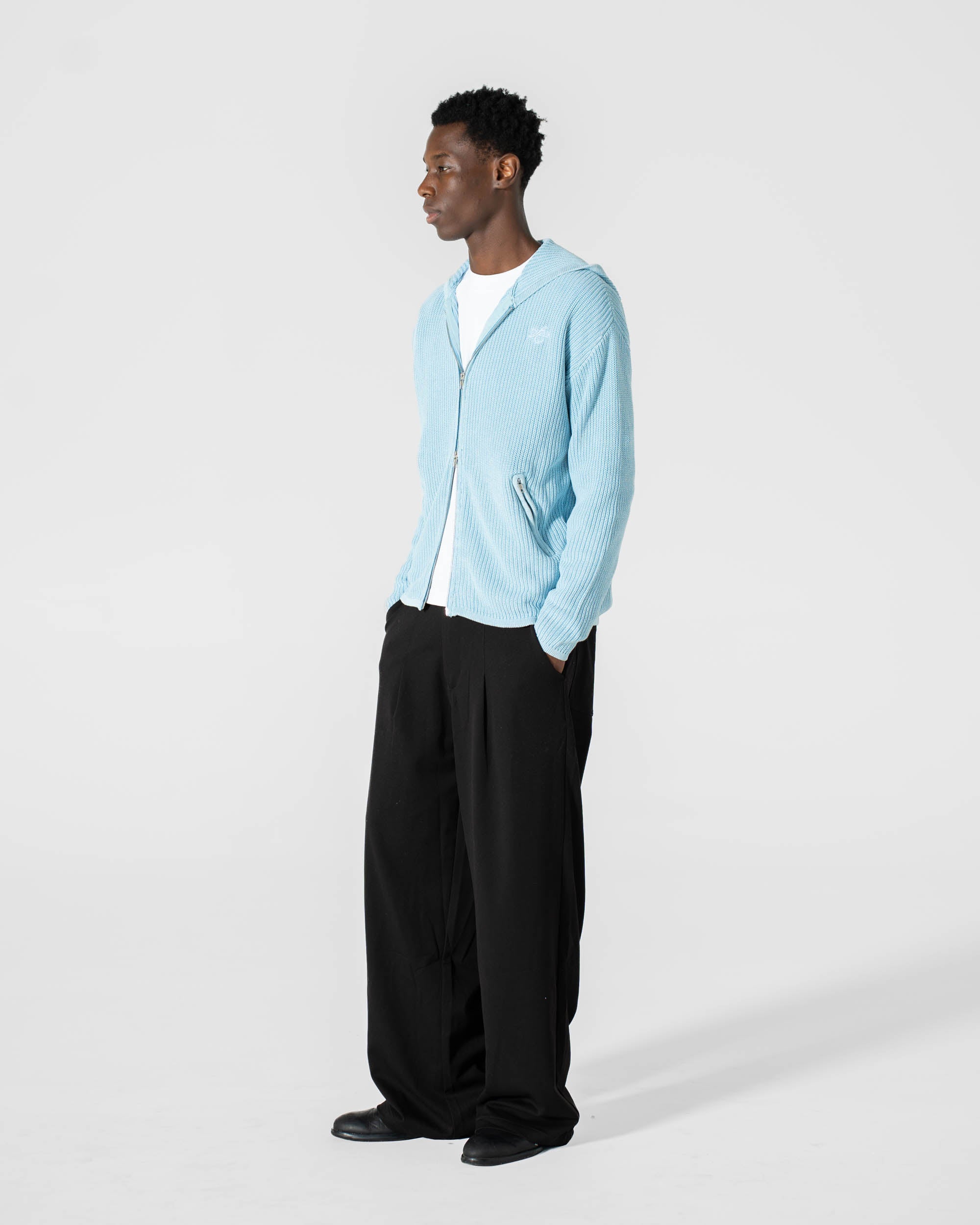 Knit Hoodie Washed Blue