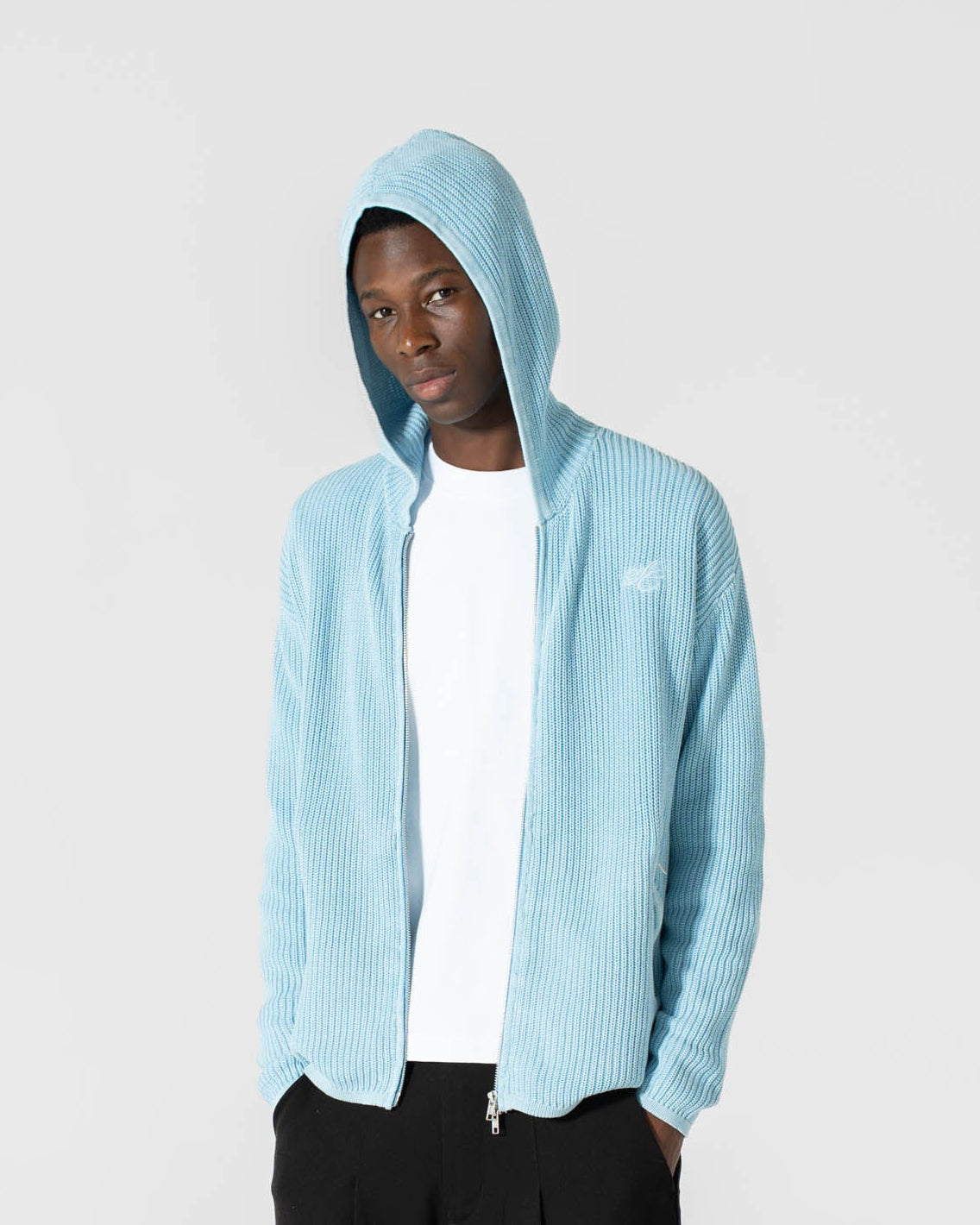 Knit Hoodie Washed Blue
