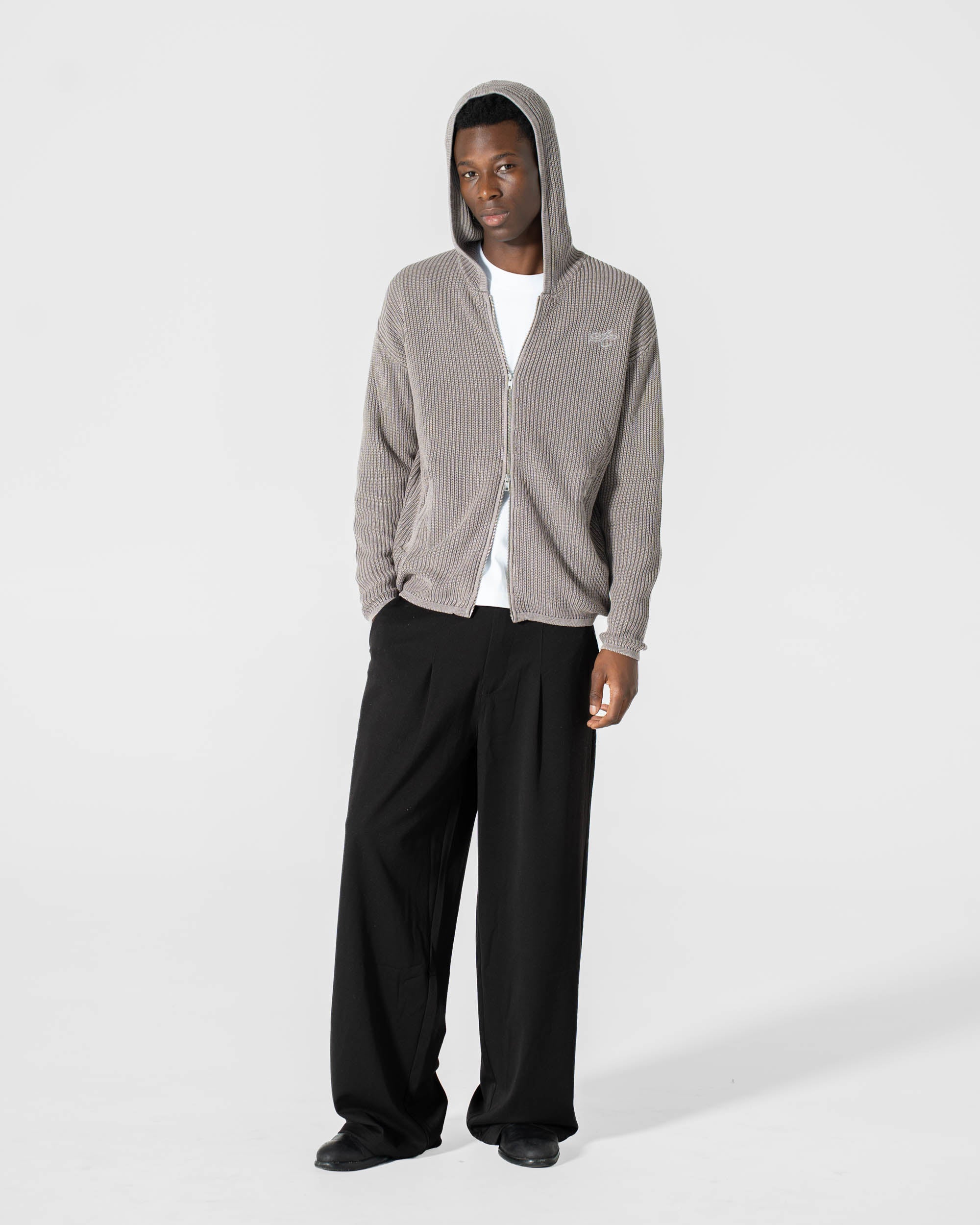 Knit Hoodie Washed Grey