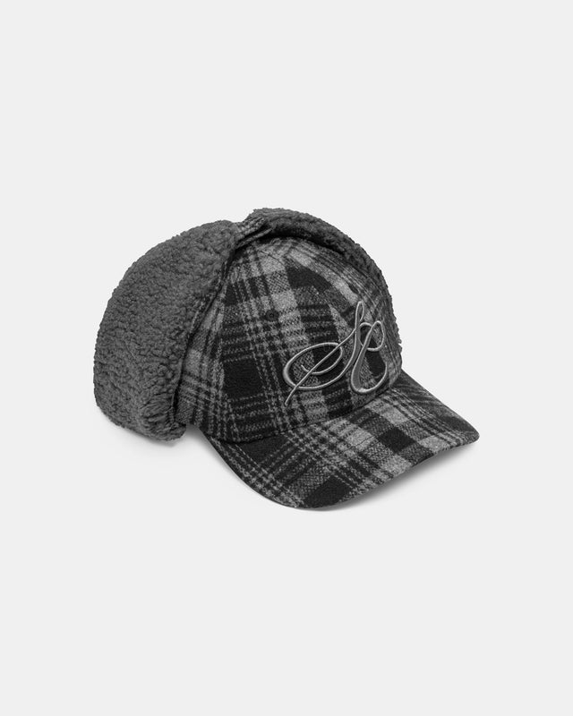 Dog-Ear Cap Checked Grey