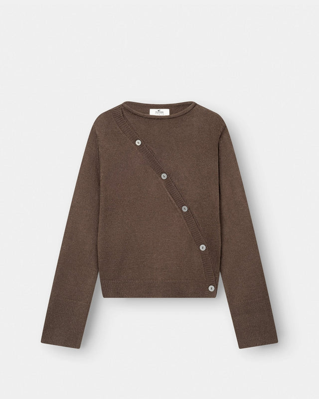 Asymmetrisk Cardigan Brun | Skagen - clothing.dk